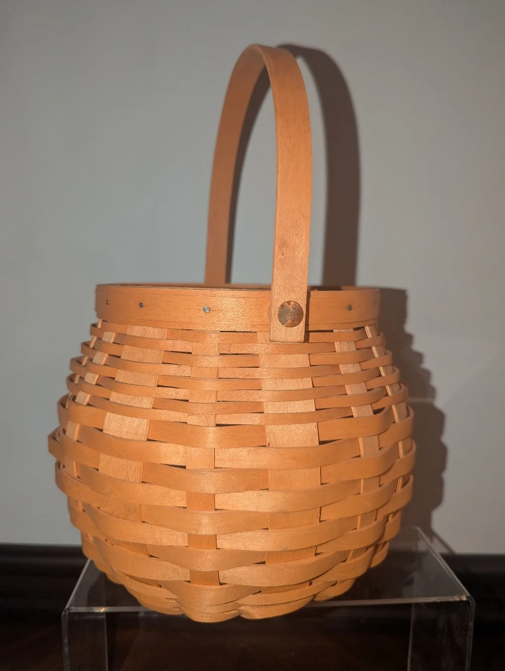 Vintage 1991 Longaberger Small Round Fruit Berry Basket - Signed RKS